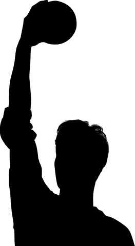 Man raising ball silhouette transparent background vector