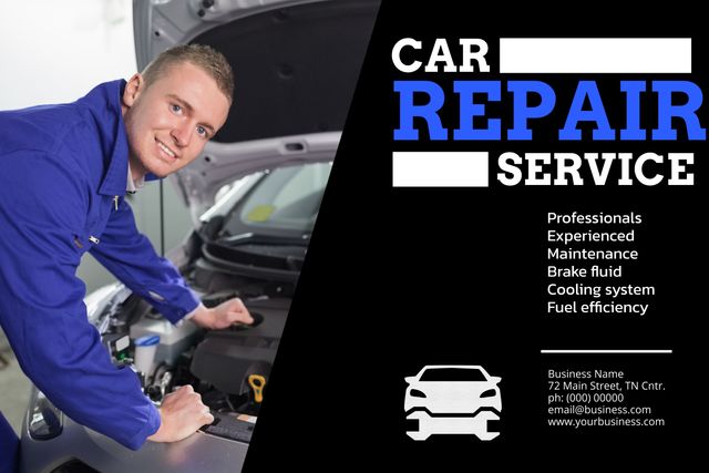 Skillful Mechanic Offering Reliable Car Repair Services - Download Free Stock Templates Pikwizard.com