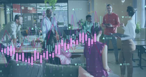 Diverse Team Discussing Business Data and Analytics in Modern Office