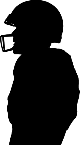 Transparent silhouette of american football player with helmet