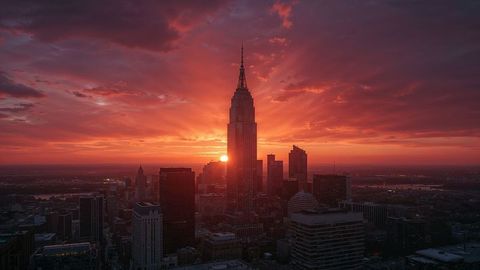 Sunset highlights charlotte city skyline for scenic evening view