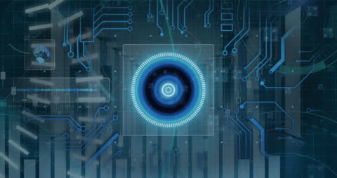 Digital Circuit Scope with 5G Technology Theme in Server Room