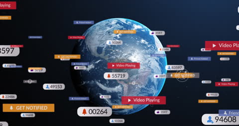 Global Media Interface with Digital Communication Icons