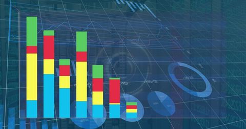 Vibrant Bar Graph and Digital Data Analysis Interface - Download Free Stock Images Pikwizard.com