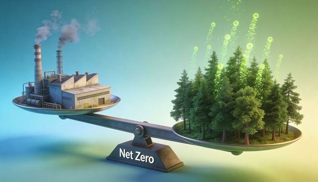 Net zero balance: industrial emissions vs forest carbon capture on weighing scales
