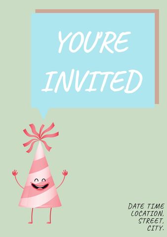 Cheerful Party Hat Invitation Template with Customizable Text - Download Free Stock Templates Pikwizard.com