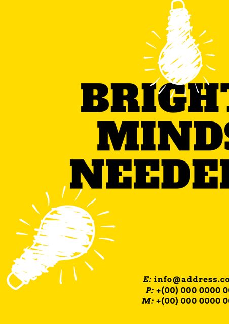 Bright Minds Recruitment Poster with Light Bulb Design - Download Free Stock Templates Pikwizard.com