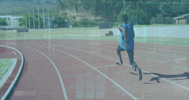 Amputee Athletes Contour Silhouette on Track Running with Prosthetics - Download Free Stock Images Pikwizard.com