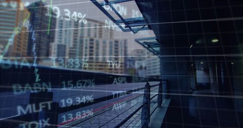 Digital Financial Data Overlaying Modern Cityscape - Download Free Stock Images Pikwizard.com