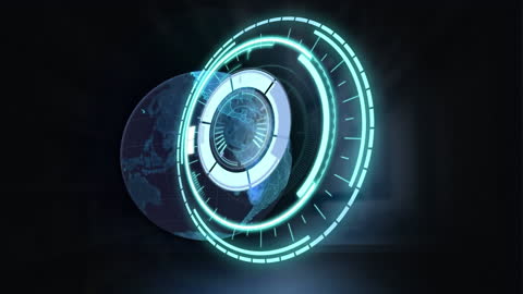 Futuristic Digital Interface with Global Network Visualization