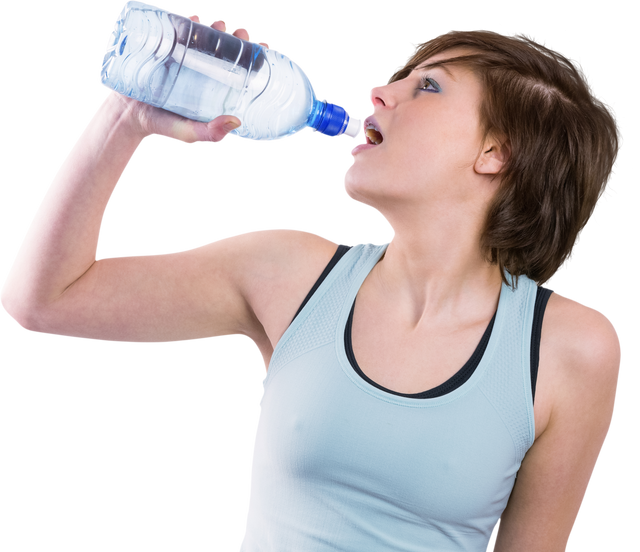 Young Brunette Woman Drinking Water from Bottle – Transparent - Download Free Stock Videos Pikwizard.com