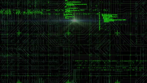 Futuristic Data Processing Matrix in Digital Green