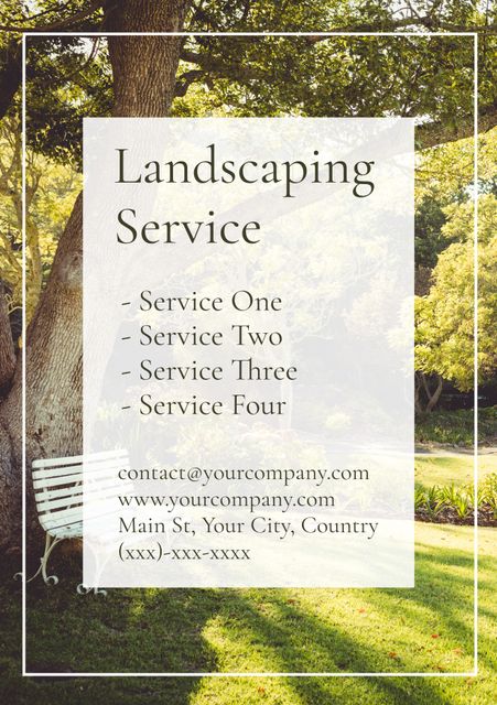 Beautiful Landscaping Service Flyer Template with Nature Background - Download Free Stock Templates Pikwizard.com