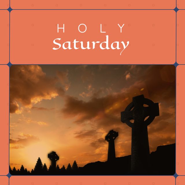 Holy Saturday Concept with Silhouetted Crucifixes at Sunset - Download Free Stock Templates Pikwizard.com