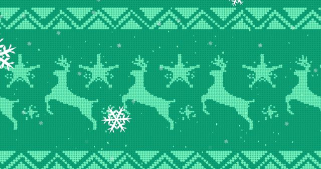 Seamless Christmas Pattern with Reindeer on Green Background - Download Free Stock Images Pikwizard.com