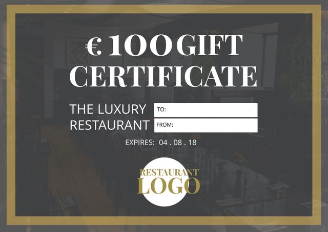 Elegant €100 Dining Gift Certificate for Luxury Restaurant - Download Free Stock Templates Pikwizard.com