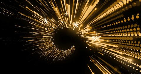 Hypnotic Gold Light Trails with Stars on Black Background - Download Free Stock Images Pikwizard.com