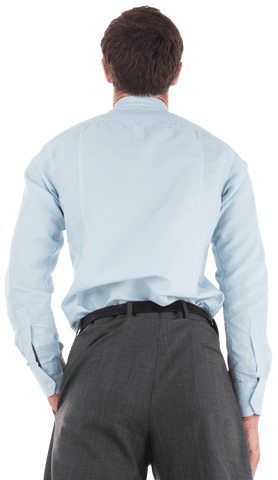 Back View: Transparent Image of Businessman in Shirt and Trousers