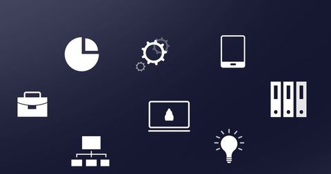 Business and Technology Icons on Dark Background - Download Free Stock Images Pikwizard.com