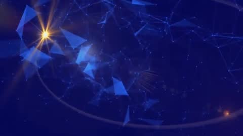 Vibrant Blue Polyhedron Network with Glowing Connections