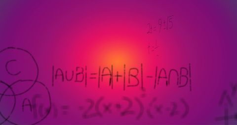 Colorful Math Formulas on Pink Background for Study Use