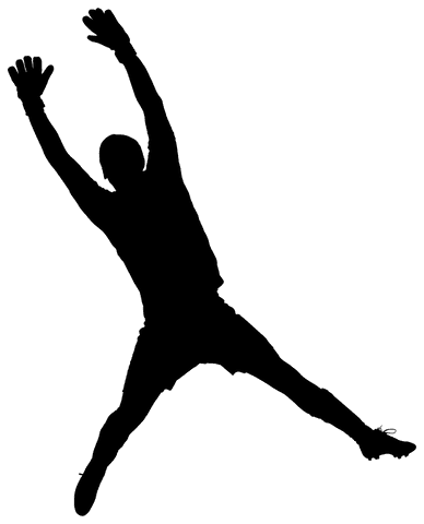 Football player silhouette illustrates sports dynamic on transparent background