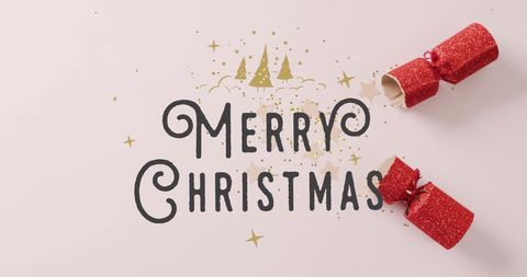 Festive Merry Christmas Text and Decorations