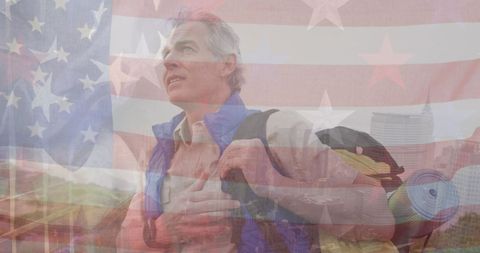 caucasian man reflecting against patriotic american flag backdrop - Download Free Stock Images Pikwizard.com