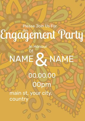 Ornate Engagement Party Invitation with Mandala Design - Download Free Stock Templates Pikwizard.com