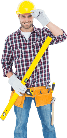 transparent confident handyman holding spirit level - Download Free Stock Videos Pikwizard.com