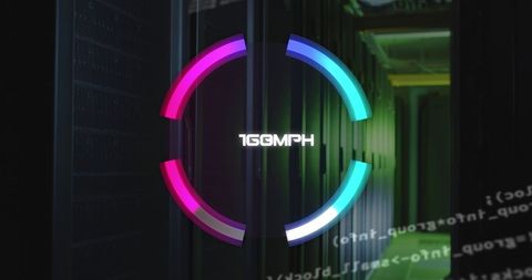 Digital Gauge over Server Room Representing Cloud Computing Speed - Download Free Stock Images Pikwizard.com