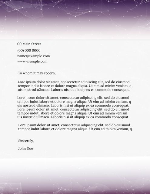 Geometric Formal Letter Template with Purple Gradient and Network Design - Download Free Stock Templates Pikwizard.com