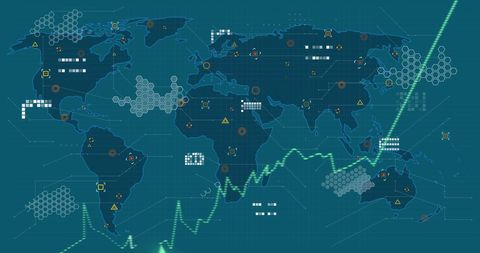 Global Stock Market Connections on Digital World Map - Download Free Stock Images Pikwizard.com