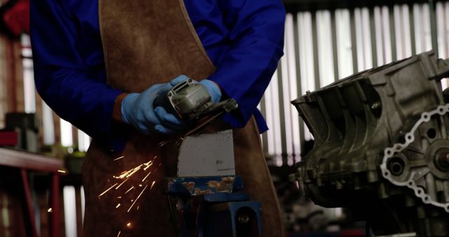 Mechanic Using Grinding Tool in Automotive Workshop - Download Free Stock Images Pikwizard.com