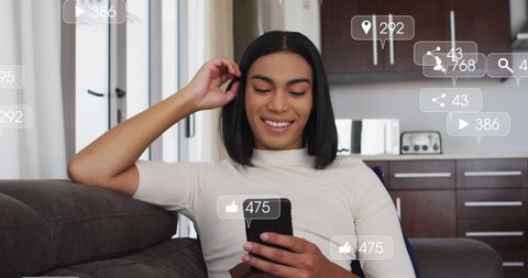 Woman Engaging in Social Media with Smartphone