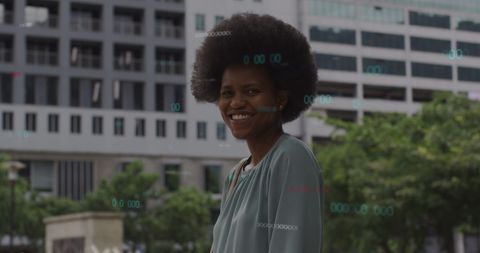 Confident Business Professional Embracing Urban Technological Advances