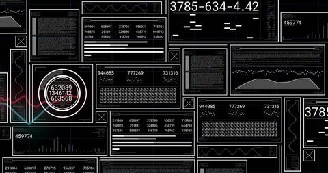 Futuristic dashboard with data analysis widgets and charts