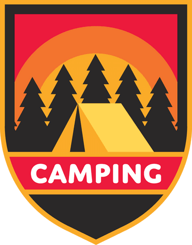 camping badge with trees and tent on transparent background - Download Free Stock Videos Pikwizard.com