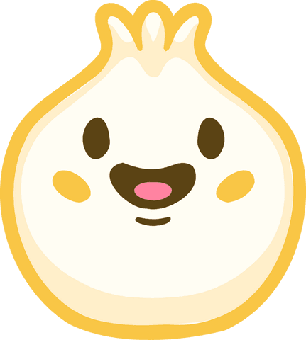 Cute bao bun smiling cartoon with transparent background