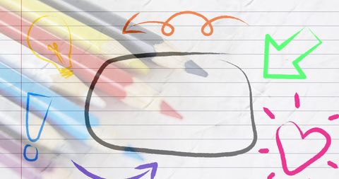 Creative Speech Bubble with Colorful Pencils on Ruled Paper - Download Free Stock Images Pikwizard.com