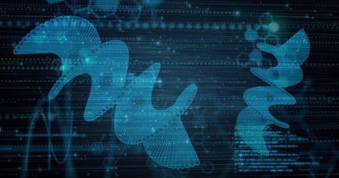Abstract DNA Strands with Data Interface Background - Download Free Stock Images Pikwizard.com