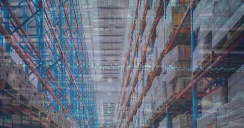 Digital Overlay of Financial Data in Modern Warehouse - Download Free Stock Images Pikwizard.com