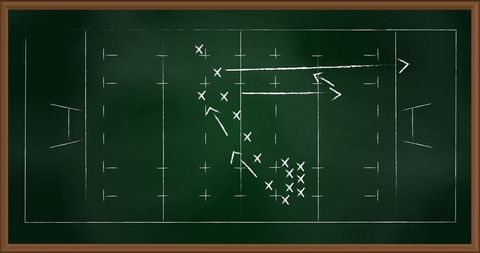American Football Play Strategy on Chalkboard