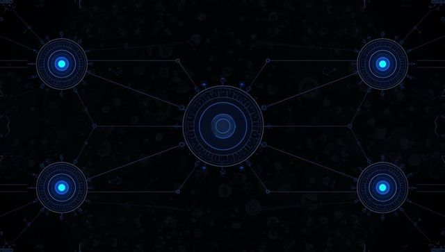 Futuristic blue node network interface design