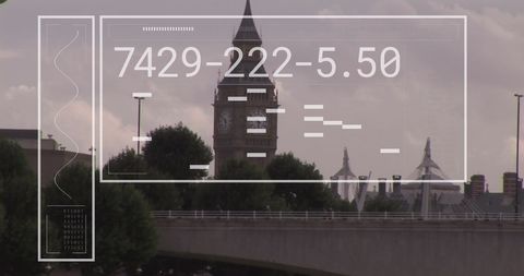 Data interface over london cityscape with big ben