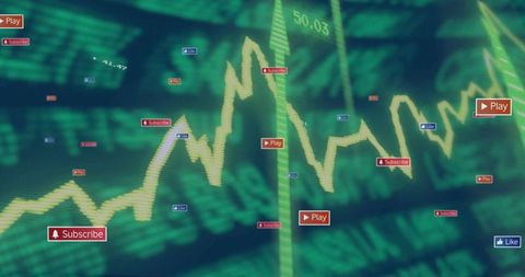 Stock Market Trends with Interactive Social Media Icons