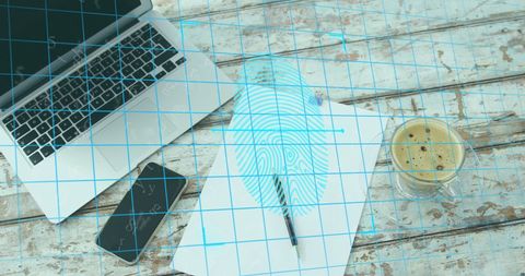 Cybersecurity Concept with Fingerprint Scanner Technology