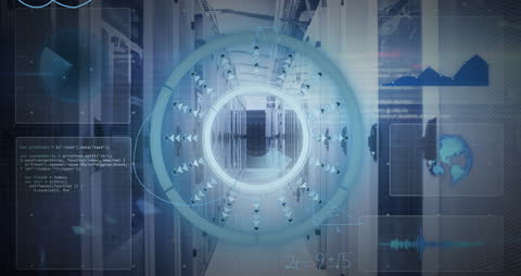 Data Processing and Equations in Server Room Animation
