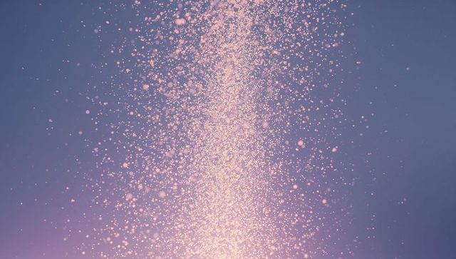 Rising pink-gold sparkle stream on blue-purple gradient glowing vertical bokeh