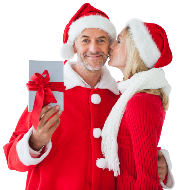 Caucasian Couples Wearing Santa Outfits Transparent PNG, Christmas Celebration Concept - Download Free Stock Videos Pikwizard.com